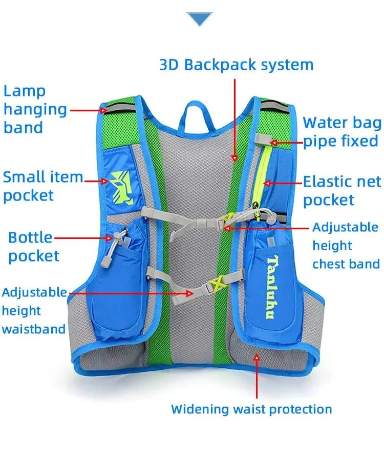 Sac à dos / gilet d'hydratation running ultraléger "Raptors Sports - Tanluhu 15L"