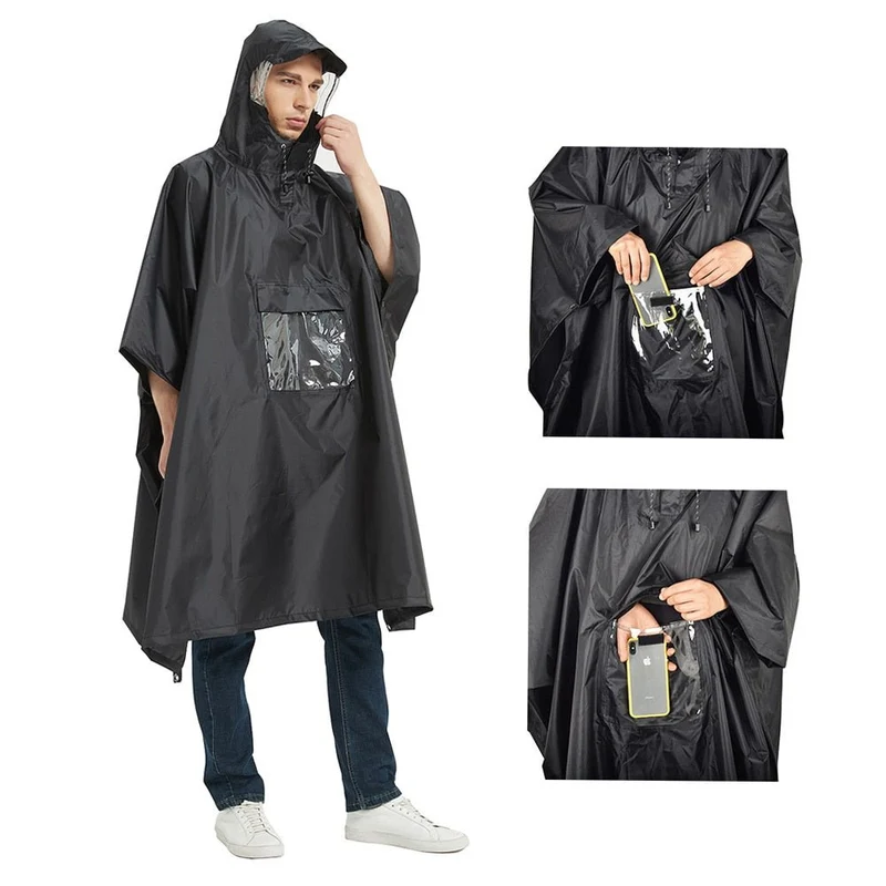 Poncho imperméable léger à capuche avec poche ventrale "Tomshoo - RainUv"