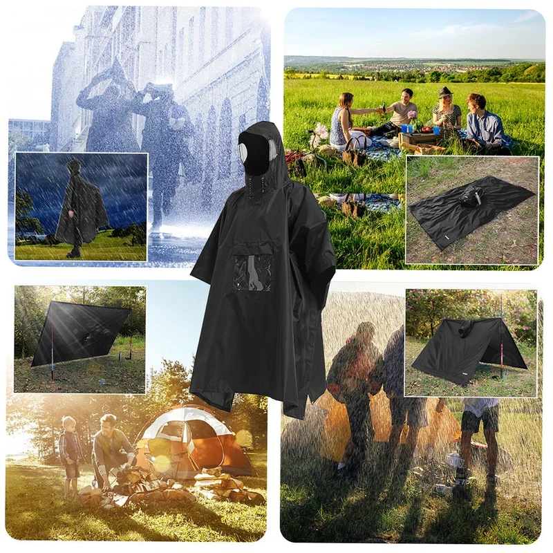 Poncho imperméable léger à capuche avec poche ventrale "Tomshoo - RainUv"