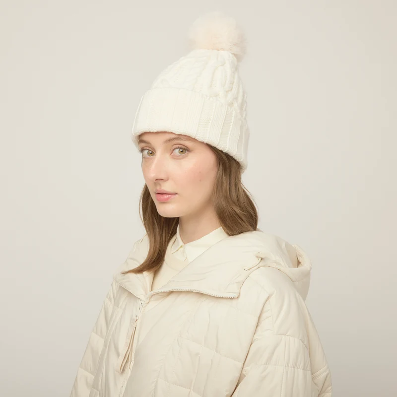 Pom Pom Cable Beanie