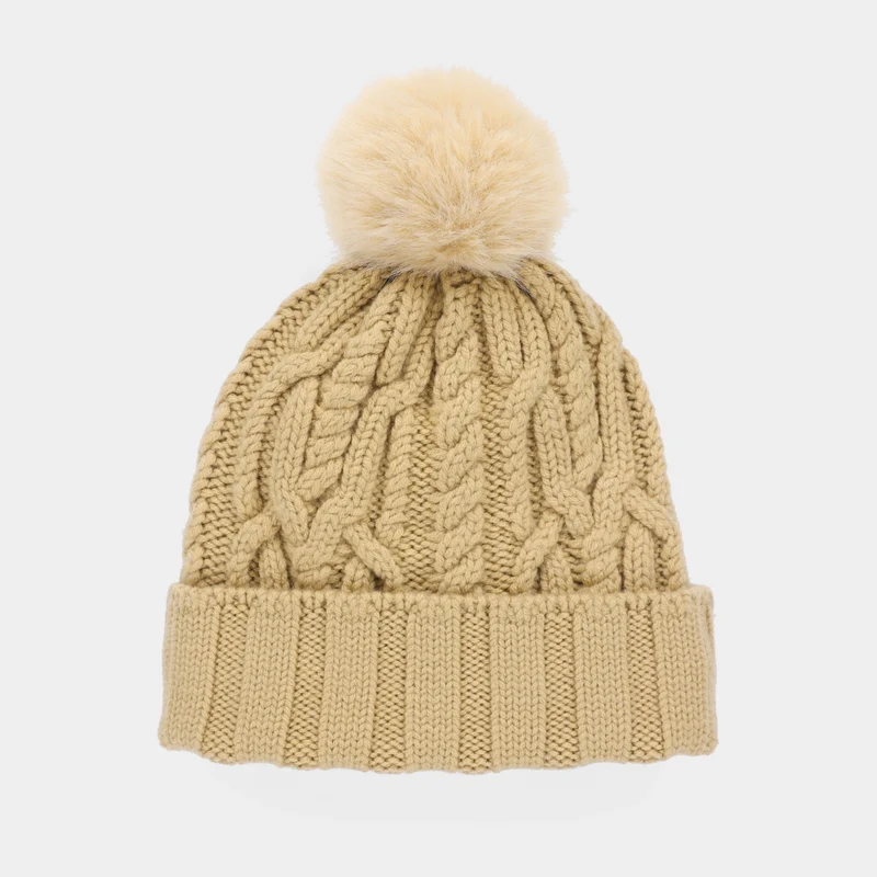 Pom Pom Cable Beanie