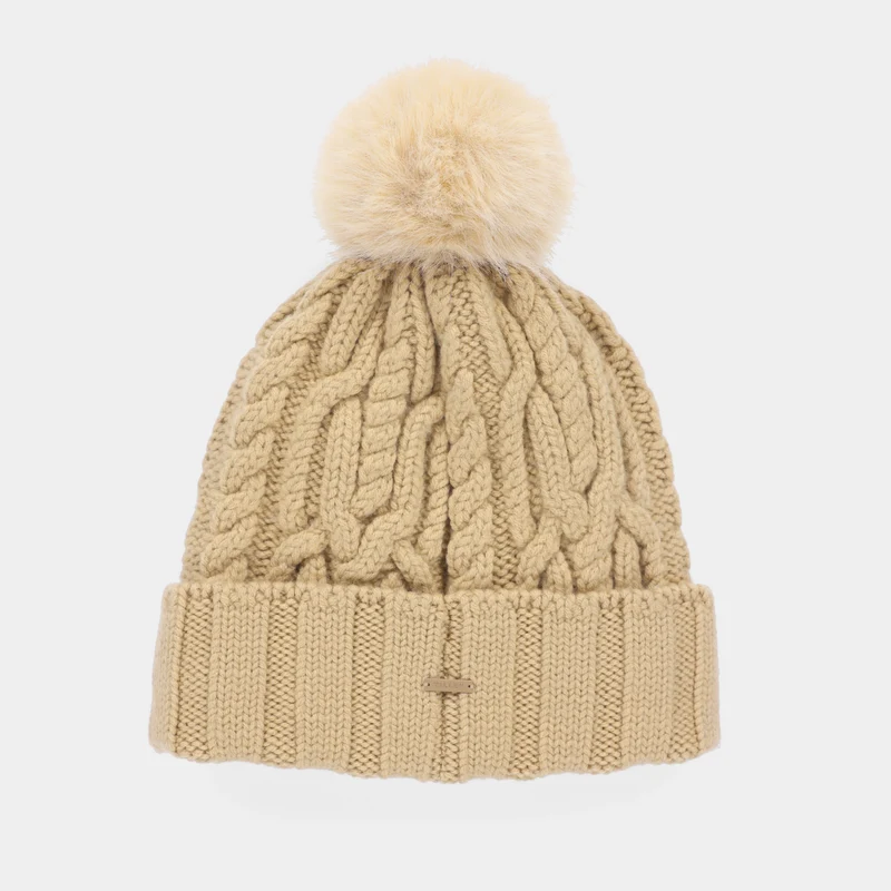 Pom Pom Cable Beanie