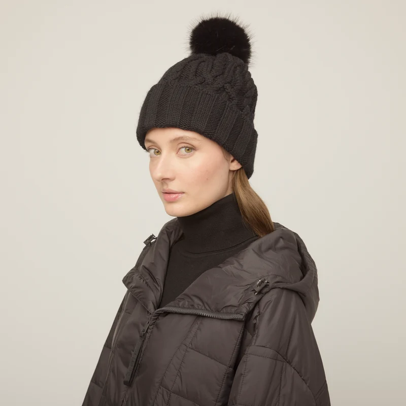 Pom Pom Cable Beanie