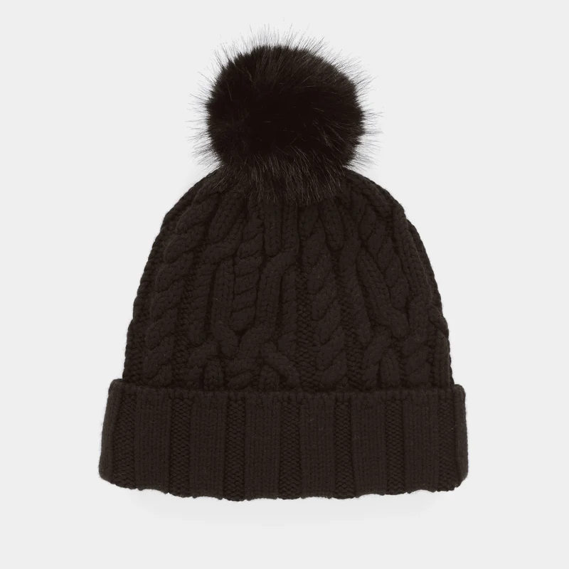 Pom Pom Cable Beanie