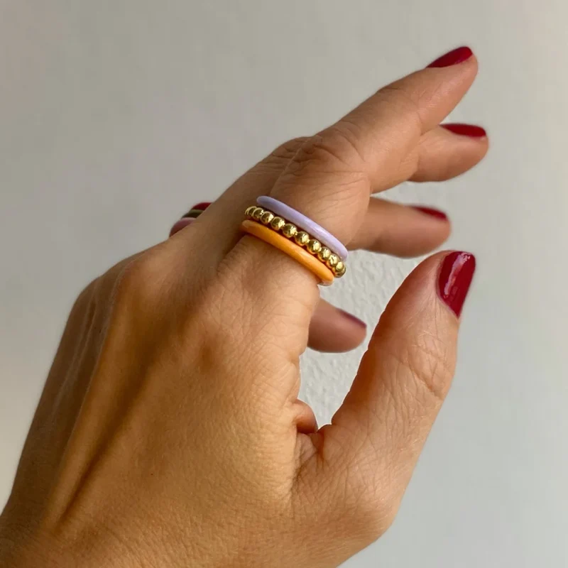 Bague 'Color Ball' Gold plated | LULU COPENHAGEN