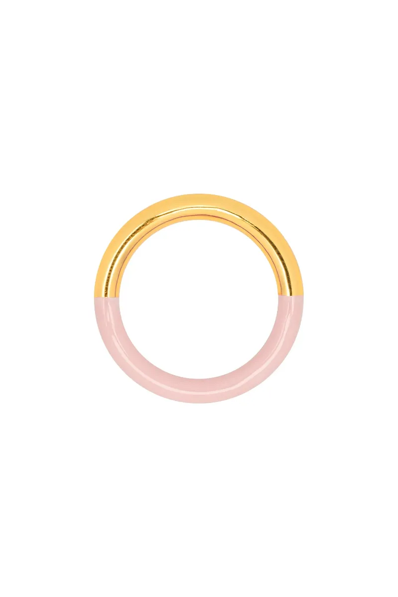 Bague 'Double Color' Gold plated/Silk Light Pink | LULU COPENHAGEN