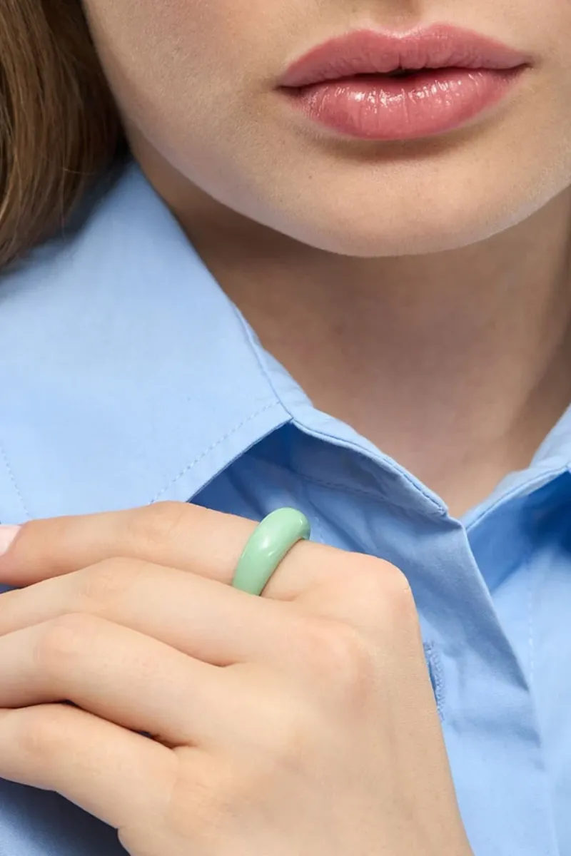 Bague 'Color Chunky' Seasalt Green | LULU COPENHAGEN