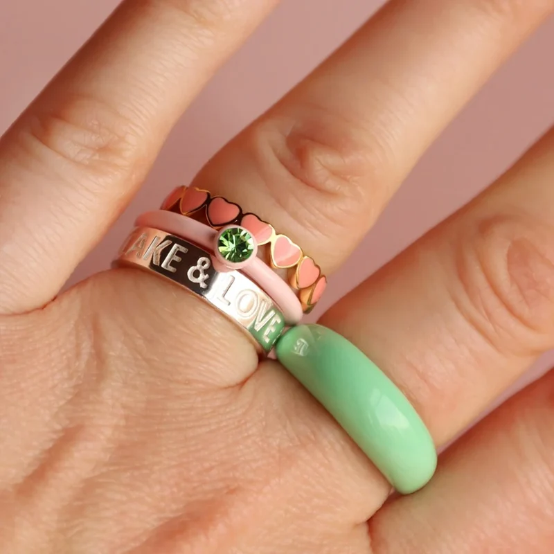 Bague 'Color Chunky' Seasalt Green | LULU COPENHAGEN
