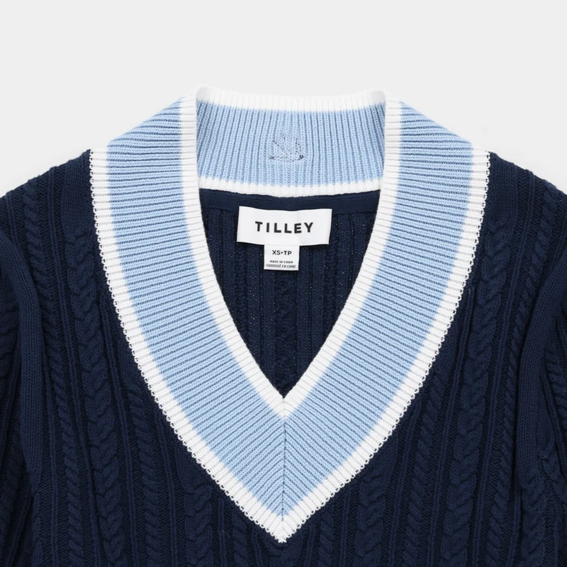 V Neck Cable Sweater