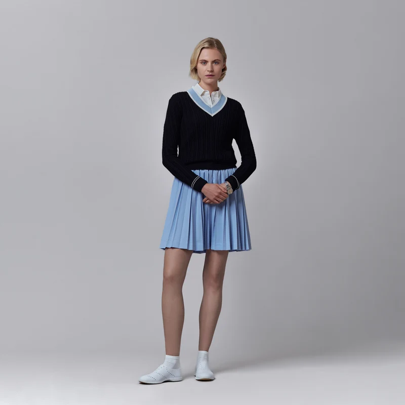V Neck Cable Sweater