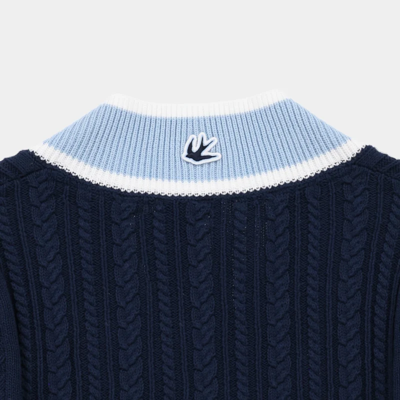 V Neck Cable Sweater