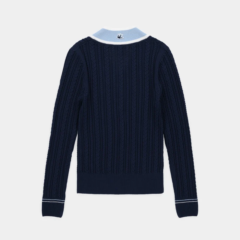 V Neck Cable Sweater