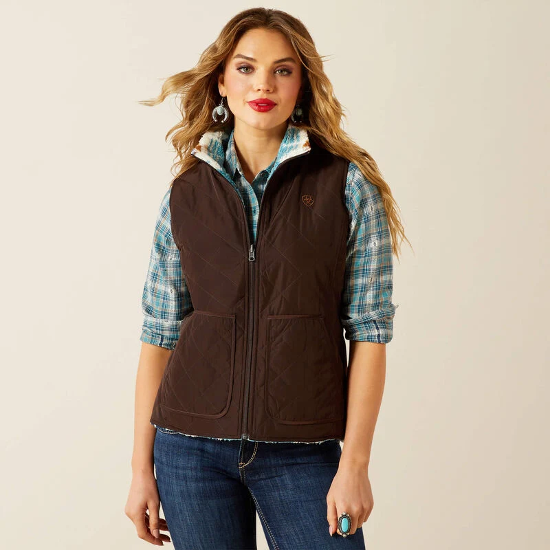 Gilet réversible femme ARIAT Dilon 2.0 Reversible Insulated - CHOCOLATE PLUM/LAKESIDE SOUTHW