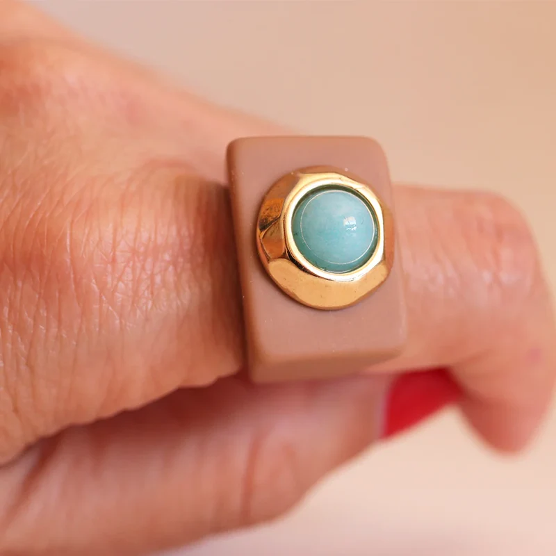 Bague N°131 Moka - Pierre Turquoise | EMOLO