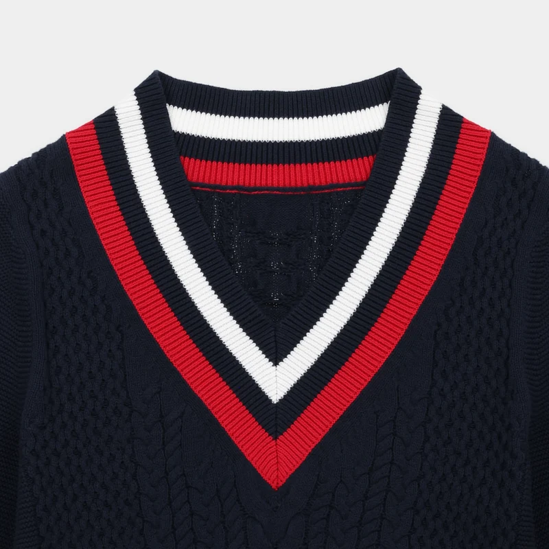 Preppy Deep V Sweater