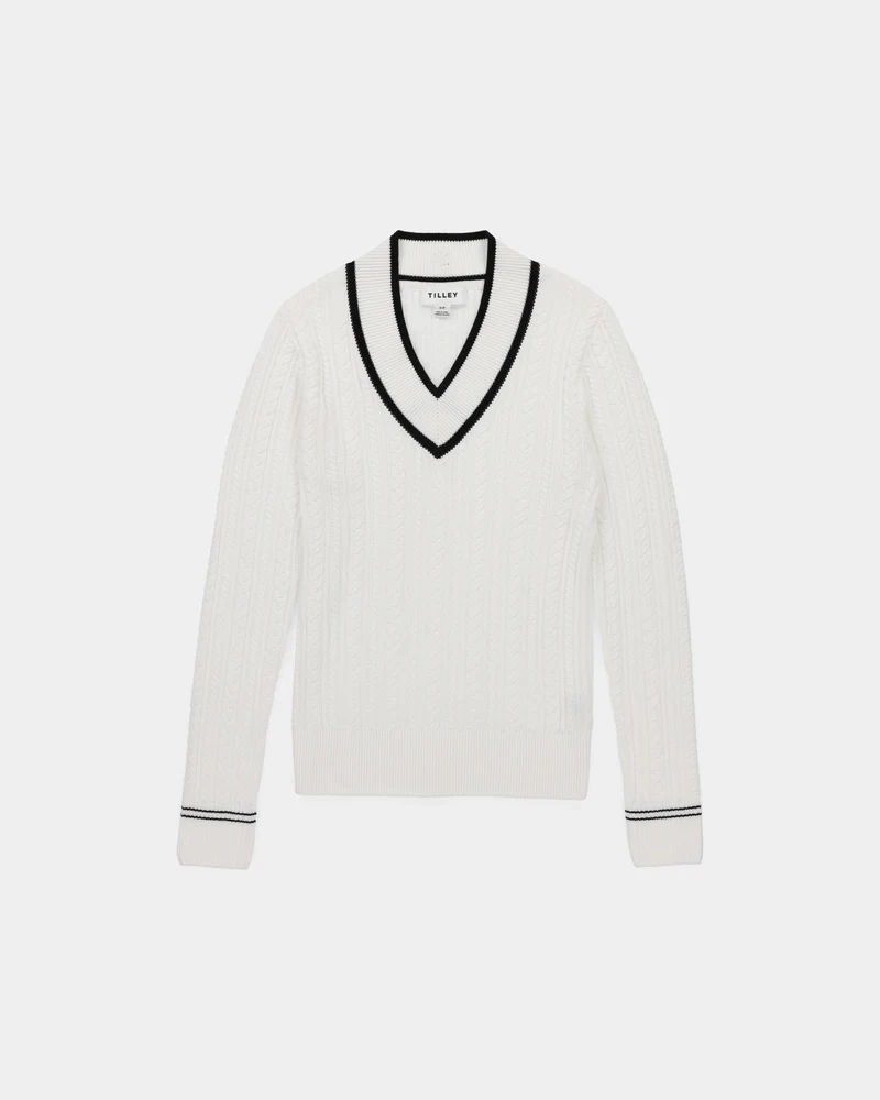 V Neck Cable Sweater